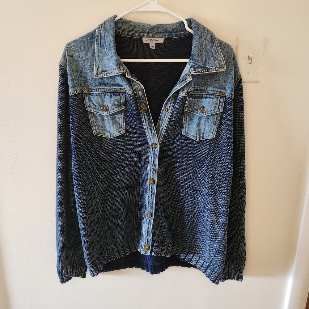 PBJ Blues Denim Jacket with Knit Detail